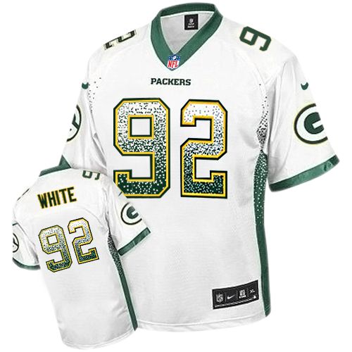 Men's Elite Reggie White Nike Jersey White - #92 Drift Fashion NFL Green Bay Packers